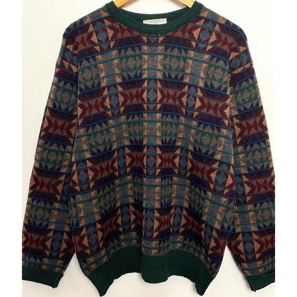 Vintage 1980s Tricots‎ St. Raphael For Bloomingdale's Wool Geometric Sweater